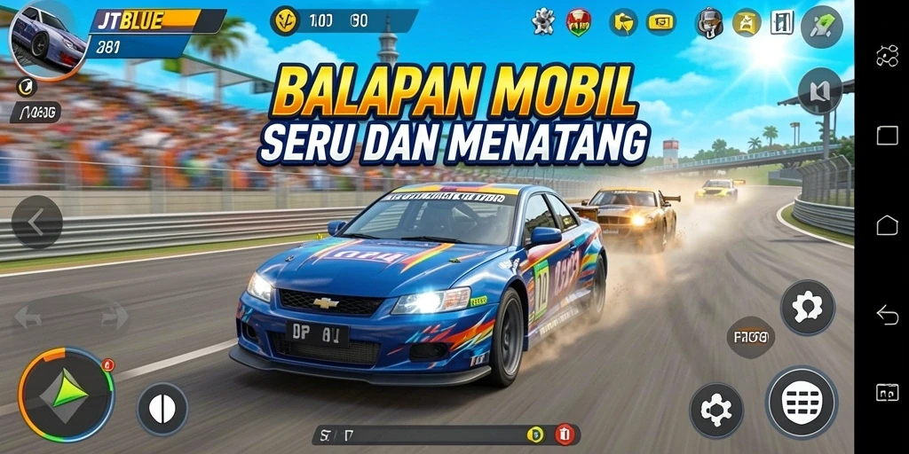 Screenshot JTBLUE menampilkan aksi balapan yang mendebarkan dan kualitas grafis tinggi.