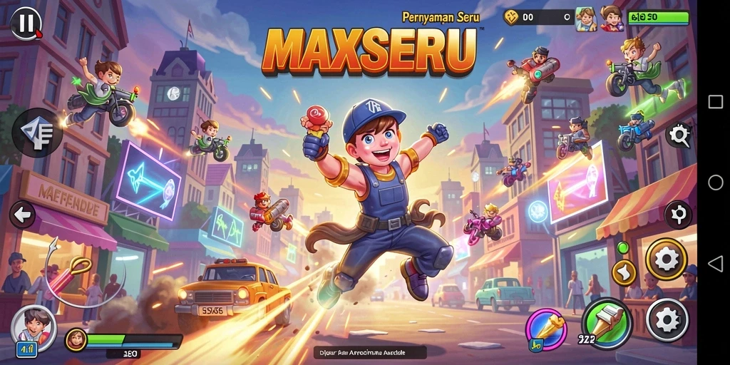 Tampilan gameplay seru MAXSERU dengan grafik menawan.