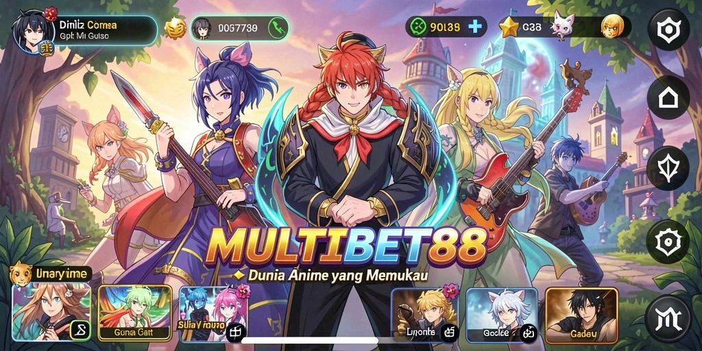 Tampilan gameplay seru di MULTIBET88 dengan karakter Anime menarik.