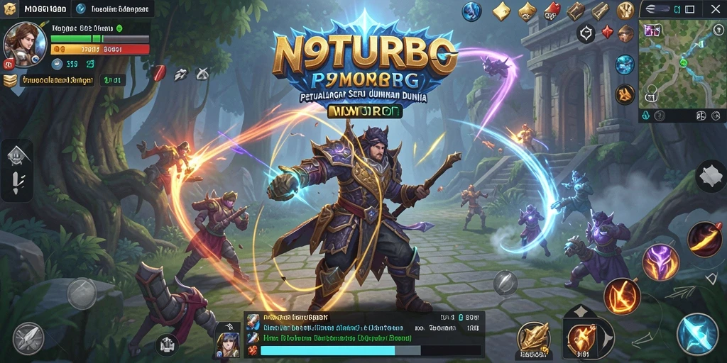 Screenshot gameplay N9TURBO menampilkan suasana petualangan yang mendebarkan.