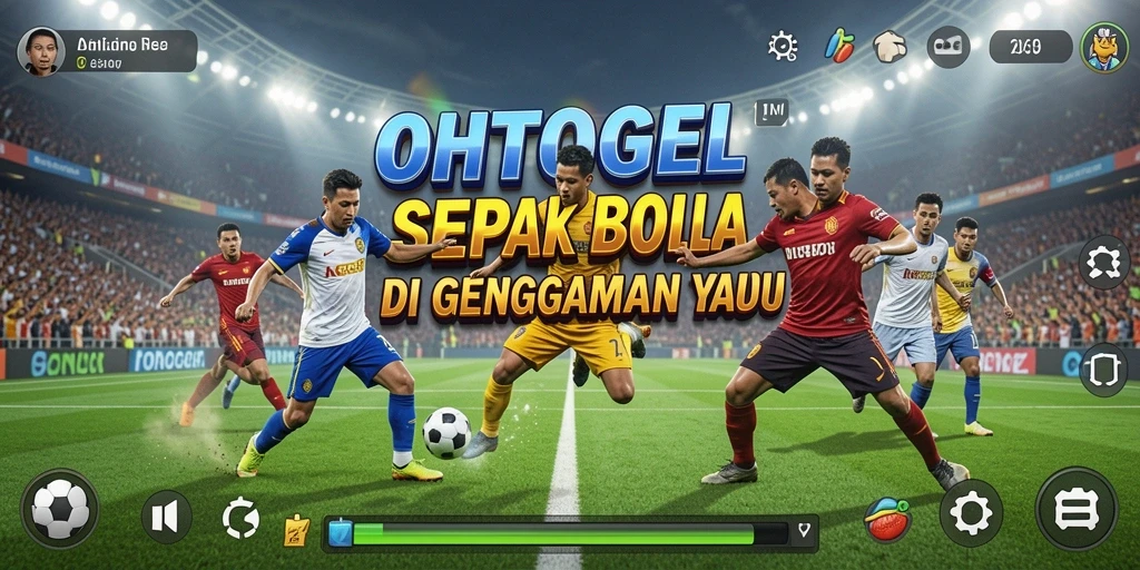Tampilan gameplay seru OHTOGEL dengan aksi sepak bola mendebarkan.