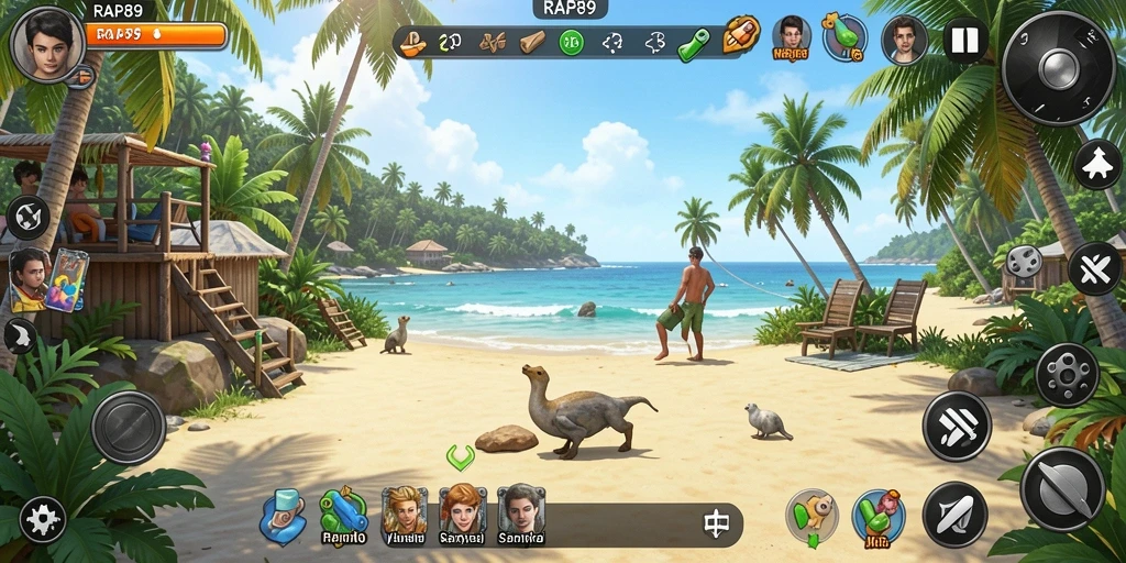 Tampilan gameplay dari RAP89 yang ceria dan penuh warna.